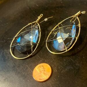 Gold & Smoky Gray Crystal Drop Cage 3” Party Earrings! New